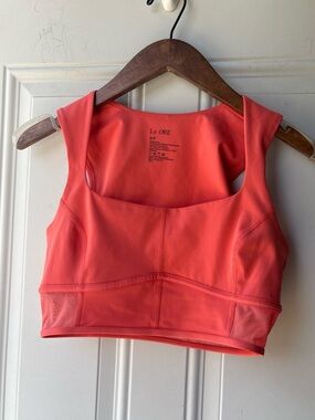 Coral Square-Neck Sports Bra - Women's Supportive Crop